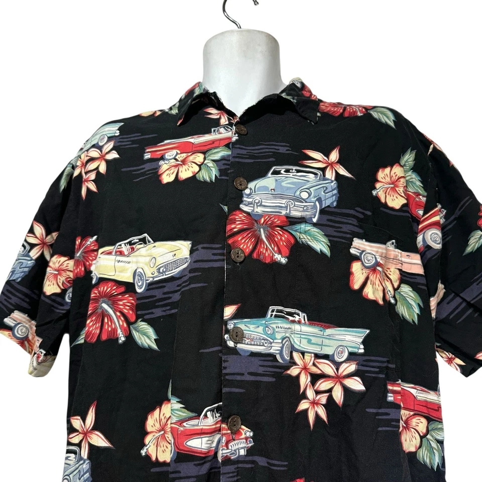 Camisa hawaiana Robert Stock Hibiscus vintage convertible automóvil para hombre talla M Foto 2 de 4