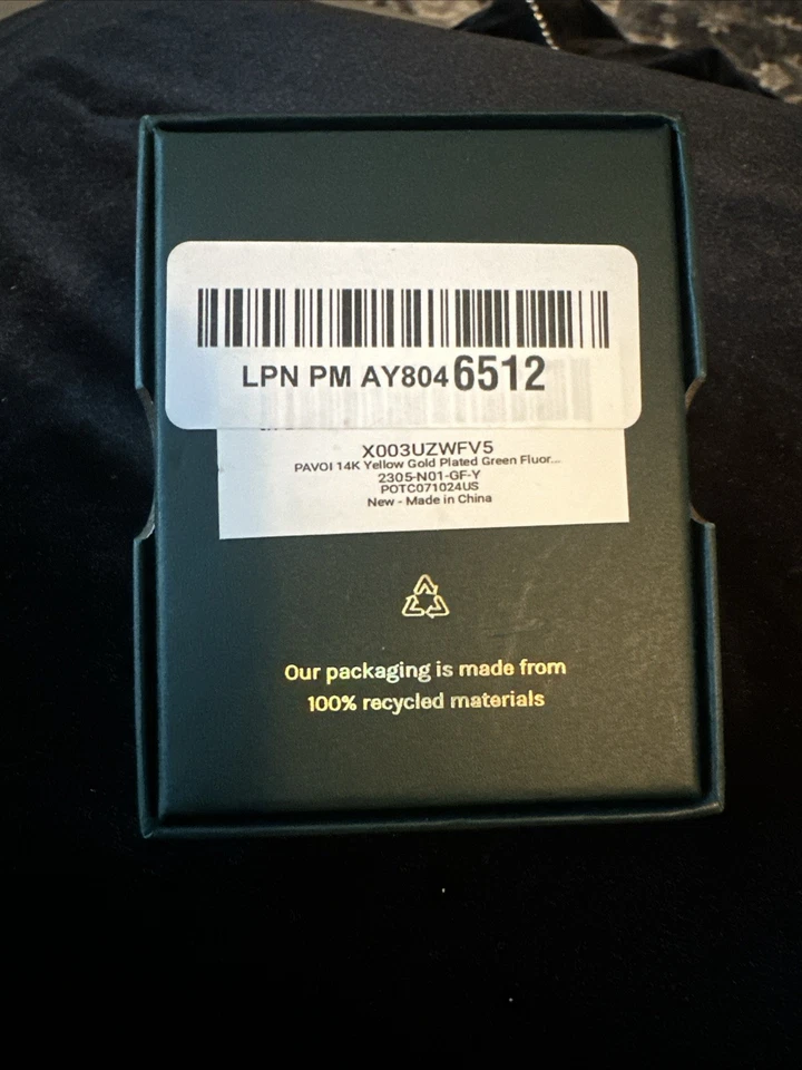 Collar Pavoi Chapado en Oro Blanco 14K Piedras Preciosas Fluorita Verde Hipoalergénico Foto 3 de 4