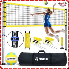Professional Volleyball Net Set Heavy Duty Portable with Poles Ball Pump Beach