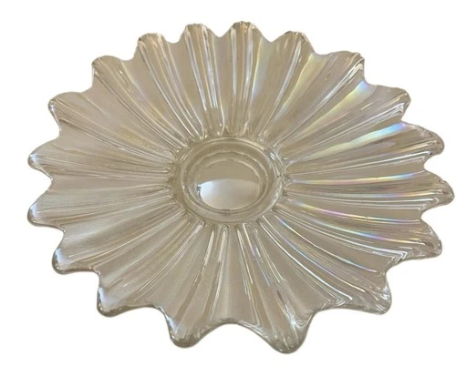 Vintage MCM Federal Glass Celestial Starburst Iridescent  Bowl -11" wide