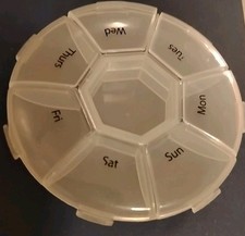 Round Weekly Pill Box Organizer 7 Day Travel Medicine Organizer Case NEW