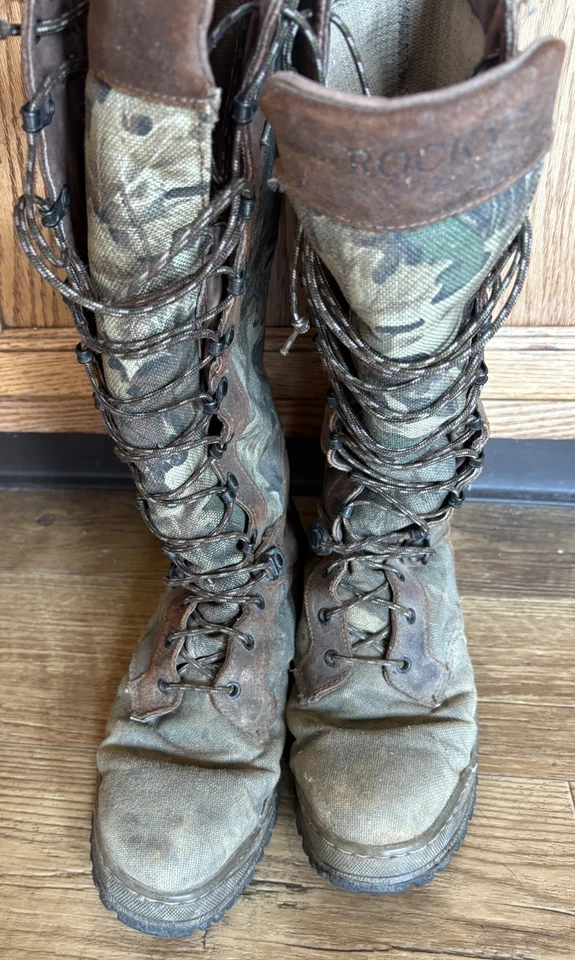 Rocky Snake Goretex Waterproof Boots Men’s 8.5 W Mossy Oak Breakup Hunting Camo - Image 3 of 4