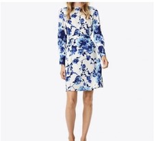 Tory Burch Women’s Giovanna 100% Silk Rosemont Blue Floral Elegant Dress Size 10