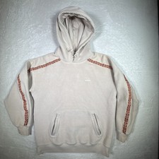 Levis Beige Embroidered Trim Hoodie Pullover Casual Fleece Lined Sweatshirt Sz S
