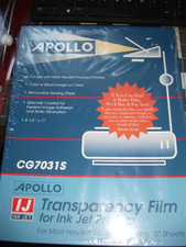 Apollo Quick-Dry Color Inkjet Transparency Film strip 8.5 x 11, 50/Box CG7031S 
