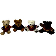 Lot of 4 Vintage Hugfun Int'l Teddy Bear in Sweater Jointed 8" Tall Plush 2000