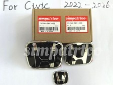 Black Silver Emblem Badge Set Fits For Civic 2022-2024 Black Silver Emblem Badge Set Fits For Civic 2022-2024