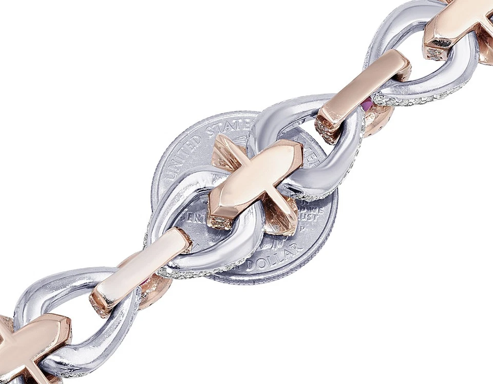 Pear-Marquise 16 1/10 CT Real Diamond 1 4/5 CT Real Ruby Bracelet 16MM 10K Ro... - Image 4 of 4