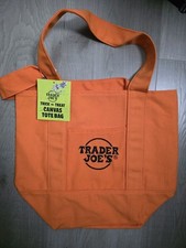 trader joe's mini halloween trick or treat canvas tote bag - orange