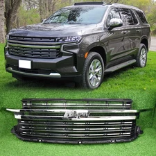 For 2021-2024 Chevy Tahoe/Suburban Front Upper Bumper Grille Grill New Chrome