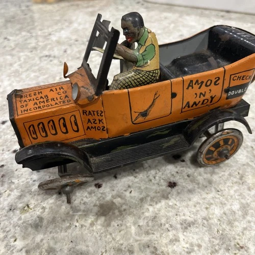 1930's Marx Amos 'N Andy Fresh Air Taxicab Tin Litho Windup Toy