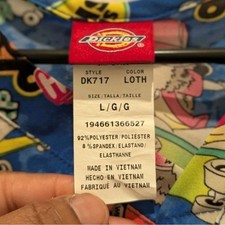 Dickies DK717 Patterned Blue Multicolor Scrub Top Large Polyester Spandex