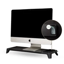 POUT E8 Wood Monitor Stand Riser with USB Hub Qi Charger for Laptop iMac iPhone