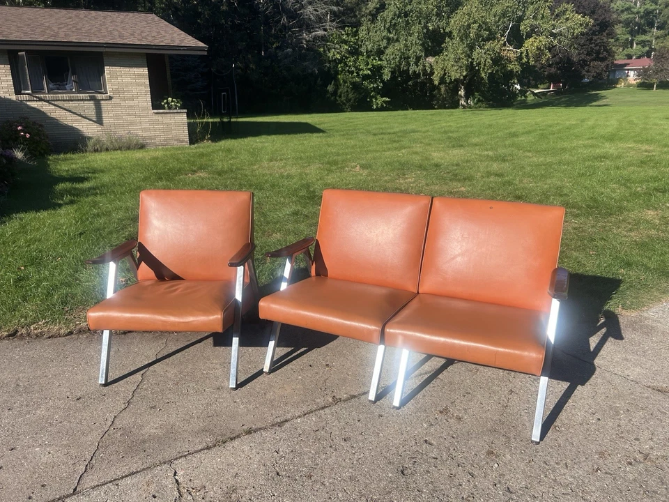 Juego de 3 sillas voladizas vintage Art Deco cromadas - metal real - años 30 Foto 2 de 4