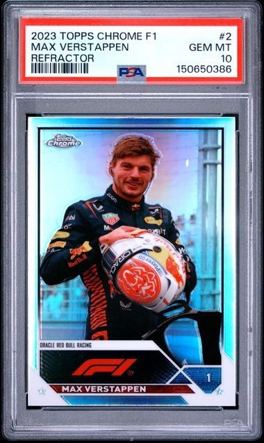 Max Verstappen 2023 Topps Chrome F1 REFRACTOR #2 PSA 10 GEM MT view 1