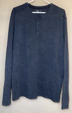 VRST Men's Henley Long Sleeve Tshirt Blue Size Different