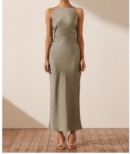 NWT Shona Joy Luxe Straight Neck Midi Dress Eucalyptus Sz 4