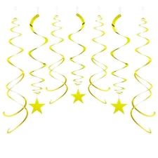 Party Swirl Decorations Hanging Swirl for Ceiling Decorations Gold with Star ...
