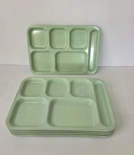 Vintage Dallas Ware Cafeteria Trays Set of 5 Mint Green Plastic - Compartments