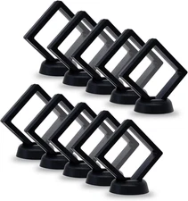 10Pcs Coin Holder Challenge Coin Display Stand, Black 3D Floating Display Case f