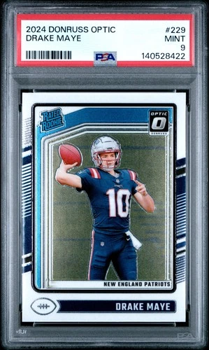 140528422 Drake Maye 2024 Panini Donruss Optic #229 Rated Rookie PSA 9