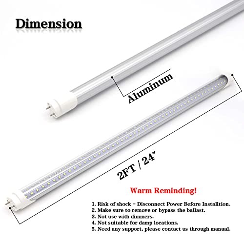 2FT LED Tube Lights, 15W(30W Fluorescent Bulb Replacement) V Shaped, 6000K - Foto 4 di 8
