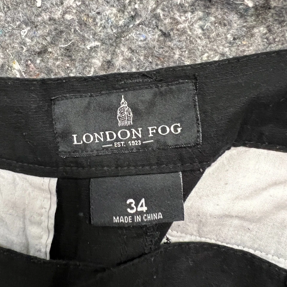 Pantalones Cortos London Fog Hombres 34 Negros Verano Informales Bolsillos de Viaje Botón Carga Foto 3 de 4
