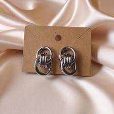 Silvertone Knot Earrings Pierced Posts Stud 1" New