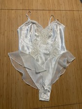 Vintage Victoria's Secret white lace 1 piece lingerie floral beaded design Sz S
