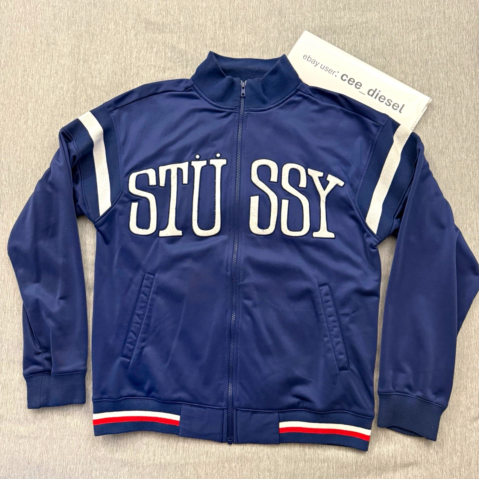 Stussy Men's Navy blue Full Zip Polyester Track Jacket Size L vintage large - product detail image 1
