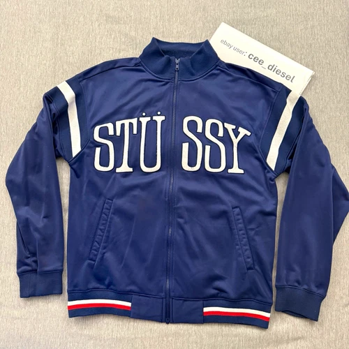 Stussy Men's Navy blue Full Zip Polyester Track Jacket Size L vintage large  - product listing photo