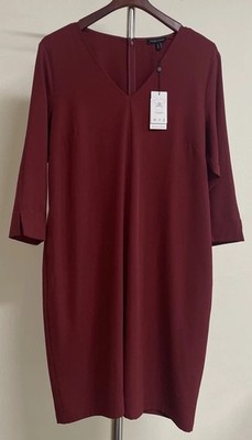 NWT Universal Standard Premier Dress Cabernet Red V-neck Midi Stretch Women s S