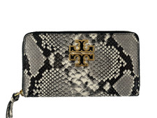 Tory Burch Snakeskin Embossed Leather Zip Around Wallet