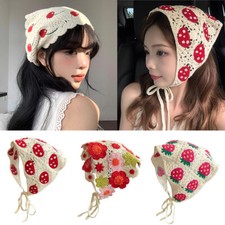 Knitted Hair Scarf Head Kerchief Crochet Bandana Triangle Tie Back Head Wrap DIY