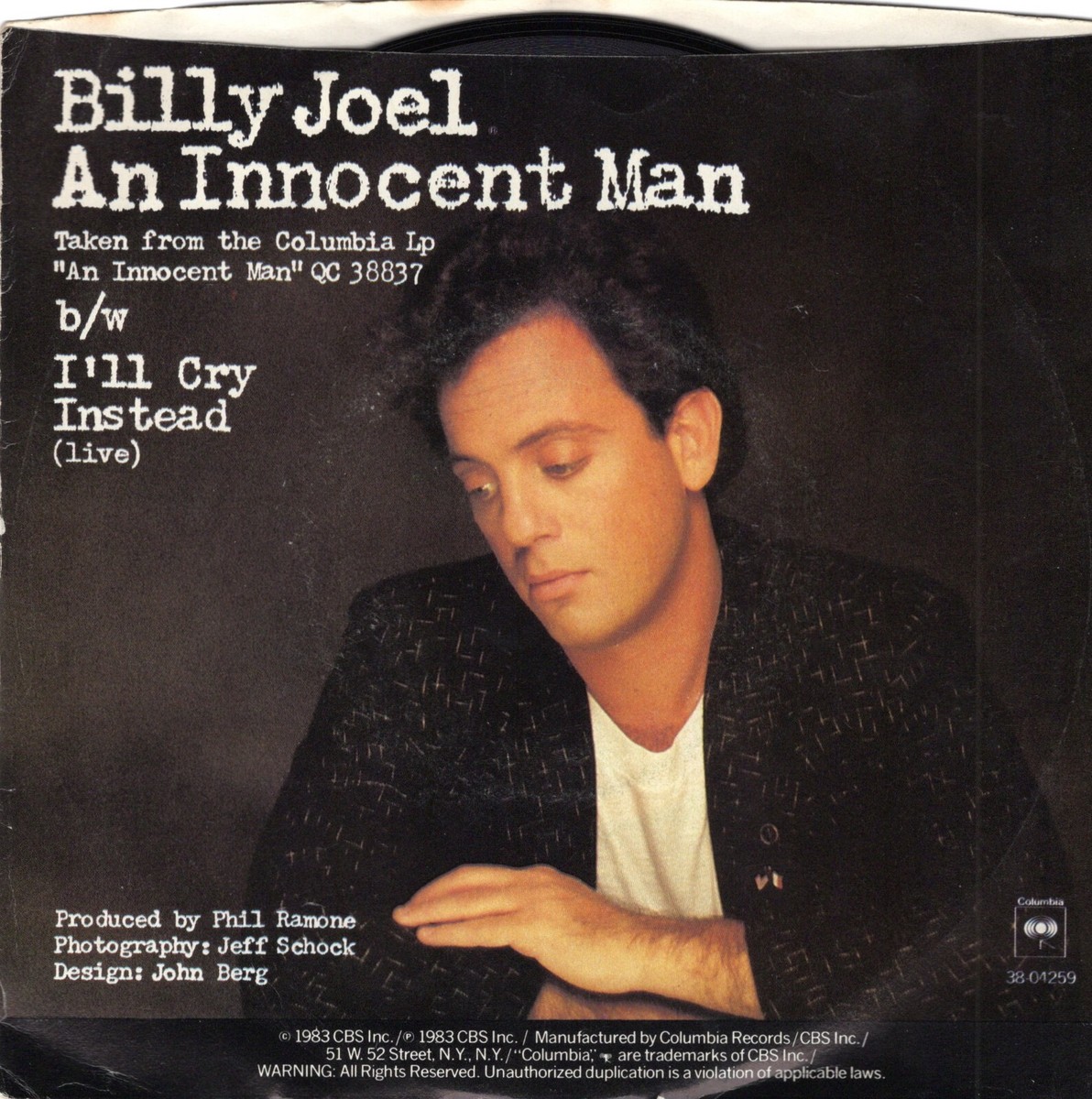 Billy Joel – An Innocent Man 1983 Columbia Rock VG+ | eBay