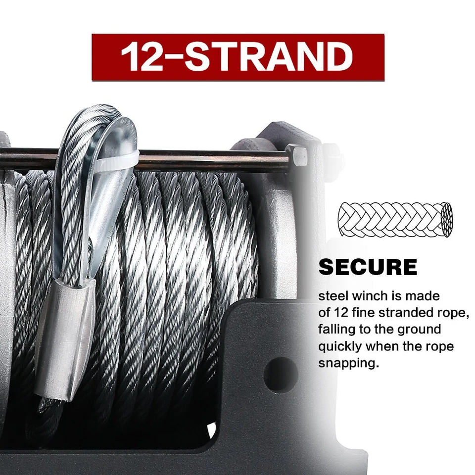 X-BULL 3000LBS Electric Winch 12V Steel Cable Off-Road UTV ATV 4WD Small Winch Foto 3 de 4