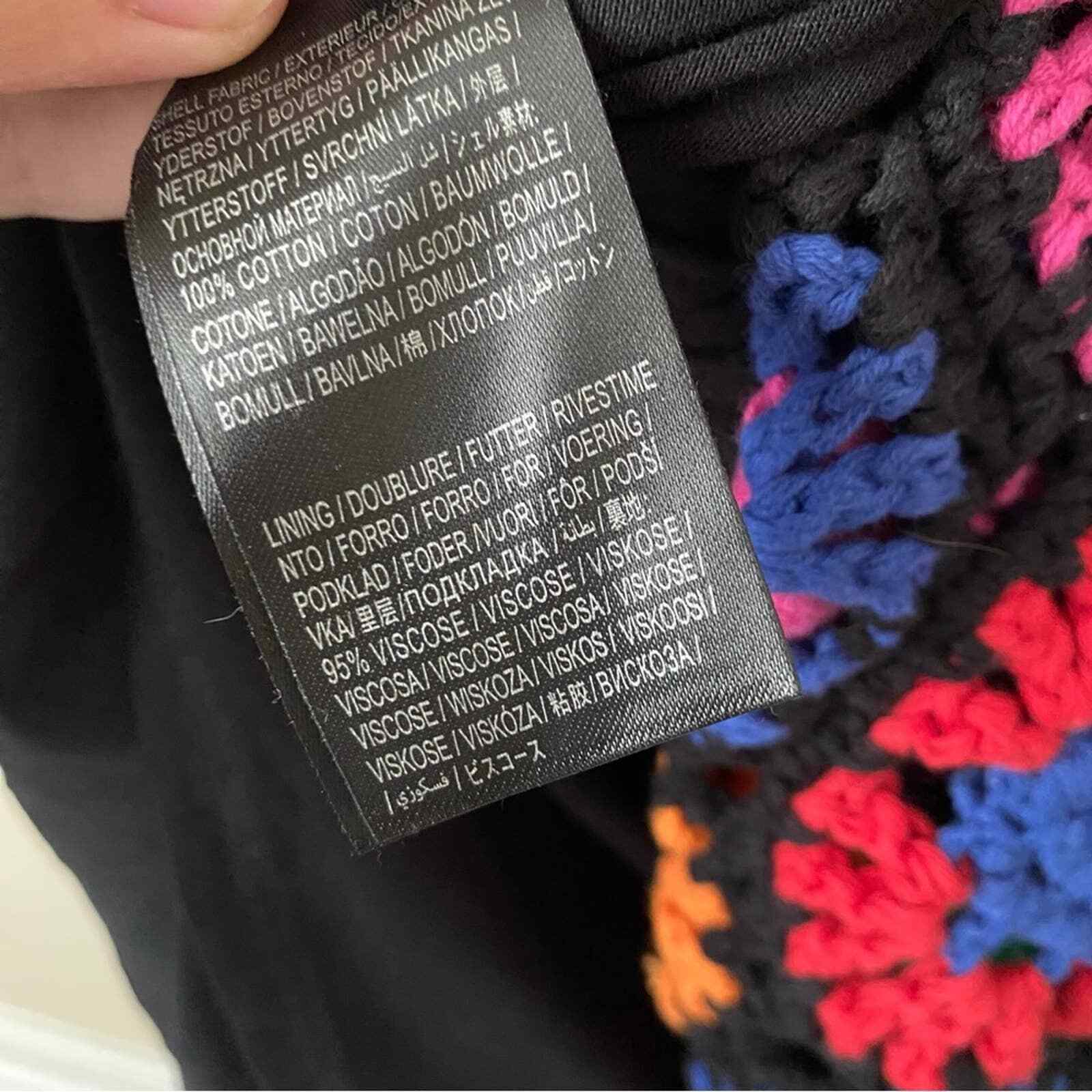 Farm Rio Crochet Flowers Mini Dress Granny Square Kni… Gem