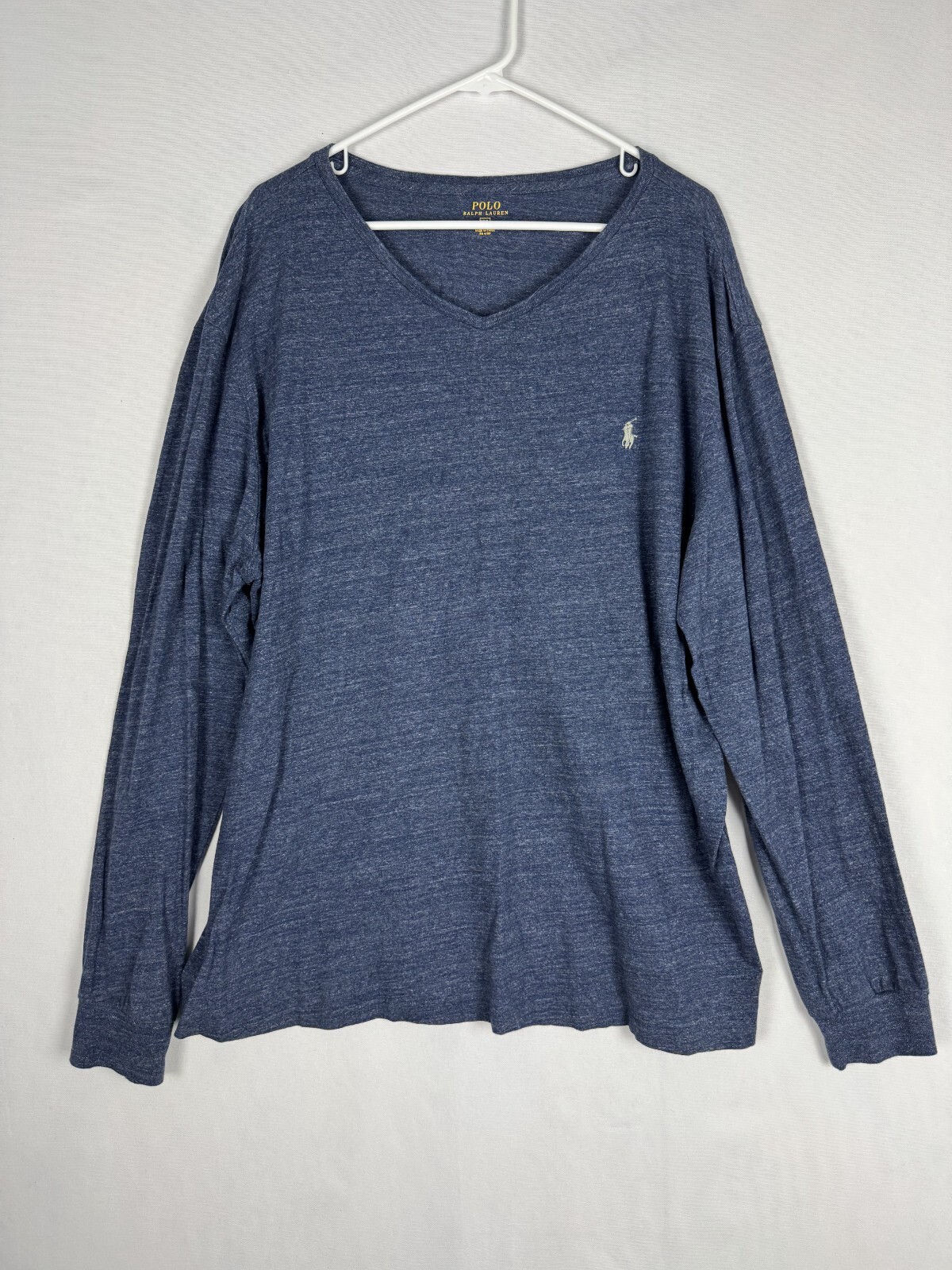 Polo Ralph Lauren t shirt uomo XXL blu navy scollo a V manica lunga classico pony cotone