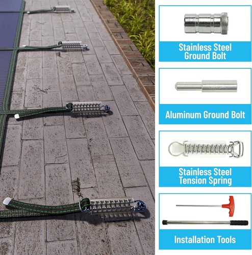 ColourTree Inground Pool Safety Cover - Triple Stitched & Rain Permeability - Picture 8 of 28