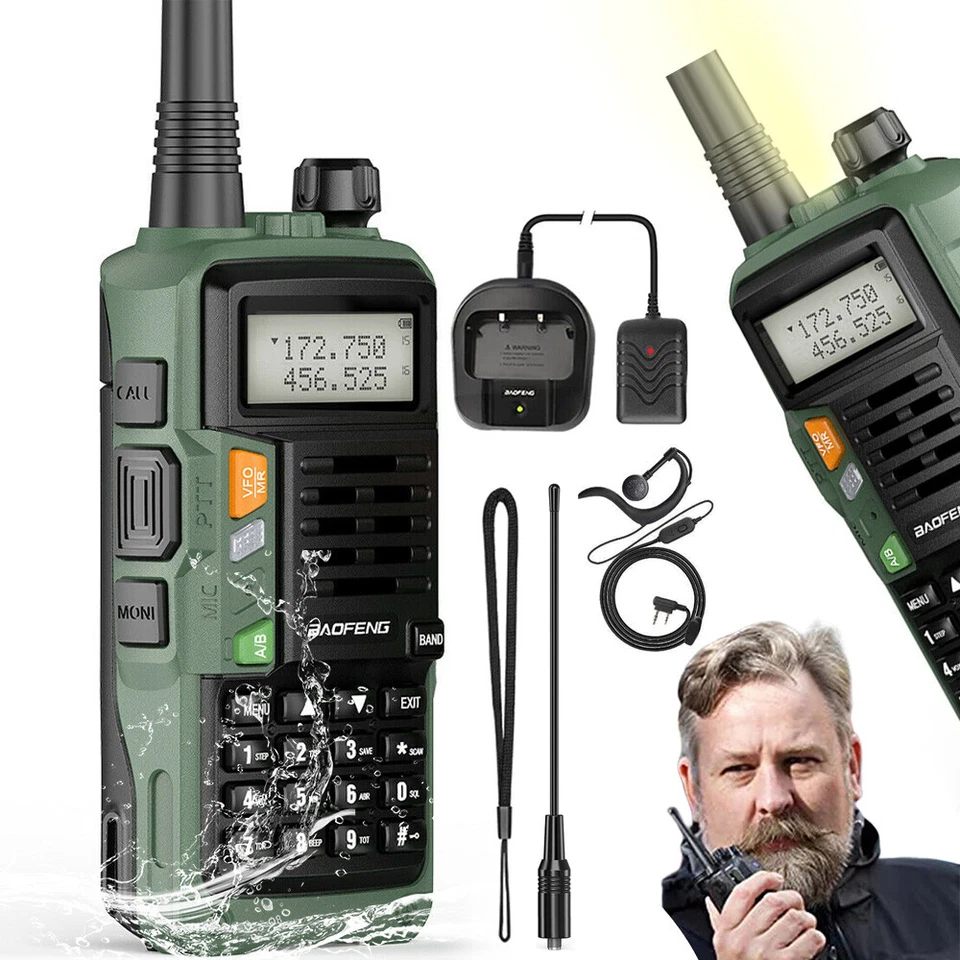 BAOFENG TRI-BAND VHF/UHF TWO WAY WALKIE TALKIE HAND FUNKGERÄTE 10WATT 2800MAH - Bild 2 von 4