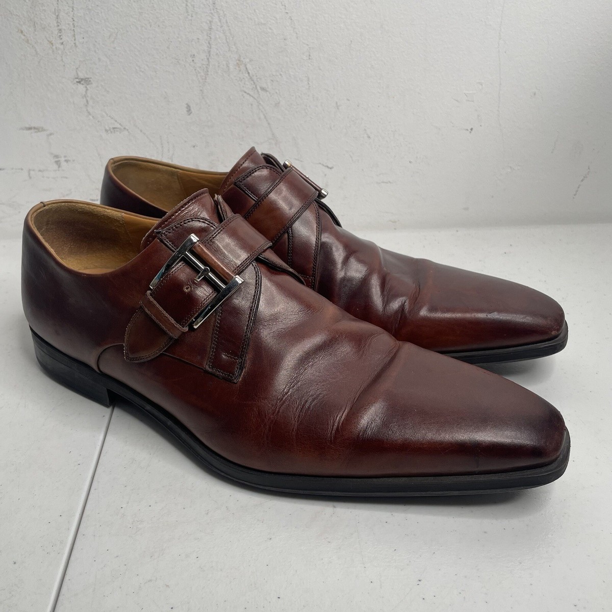 Magnanni Monk Strap Loafers Mens Brown Leather Single Buckle Dress Shoes MAGNANNI Lennon Single Monk Strap Brown Dress Shoes 21447  main image 4