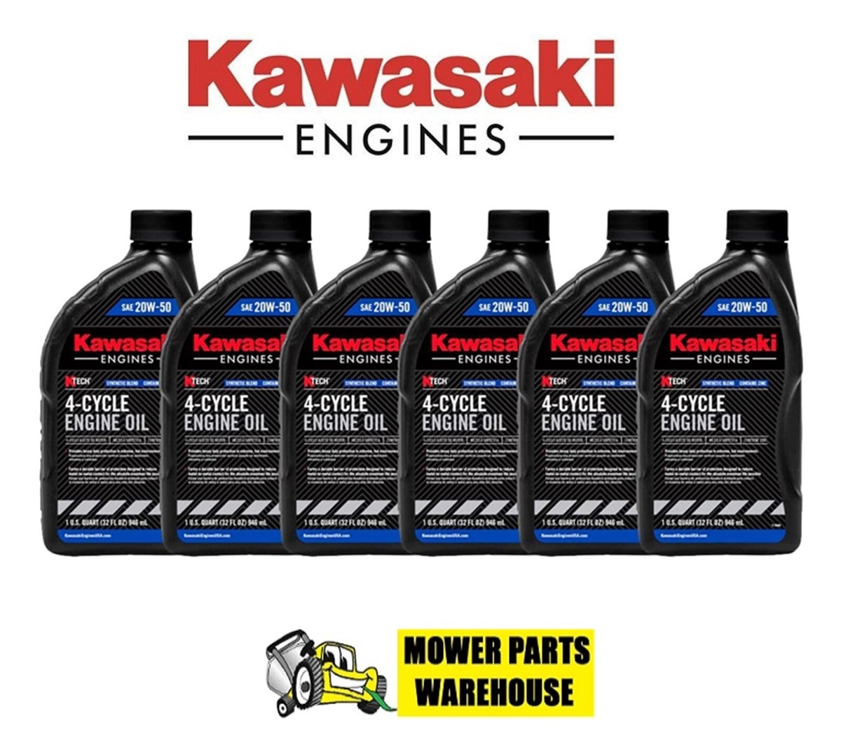 6 Genuine Kawasaki 9969-6296 OEM 20W50 K-Tech Engine Motor Oil