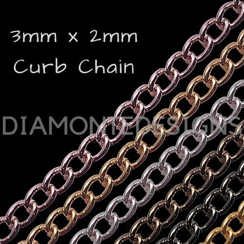❤ 4m - FEIN PLATTIERTE BORDSTEINKETTE 3mm x 2mm ROSÉGOLD SILBER BRONZE SCHMUCK ❤ - Bild 3 von 13