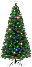 7Ft Pre-Lit Fiber Optic Artificial Pine Christmas Tree, Holiday D cor Centerpiec