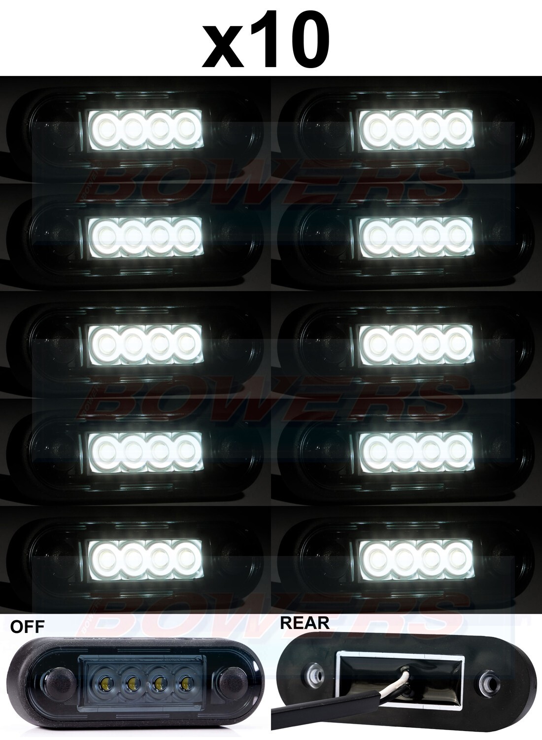 10x SMOKED EASY FIT FLUSH FIT WHITE FRONT LED MARKER LAMP/LIGHT TRUCK VAN BAR