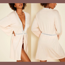 NEW 99 Cosabella Small Lace Trim Flirty Robe in Rose Dawn/Moon Ivory 4167