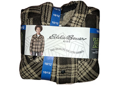 Sz 10/12 BOY'S EDDIE BAUER SHERPA LINED SHIRT JACKET SNAP BUTTON CLOSURE NWT