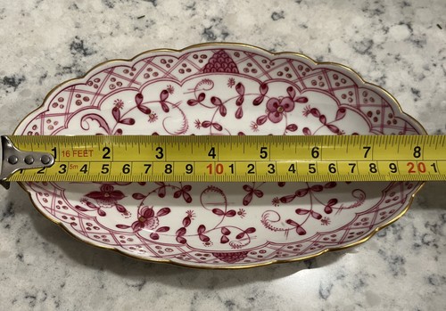 Antique Rauenstein Immortelle Pattern Porcelain Oval Scalloped Dish - Picture 3 of 13
