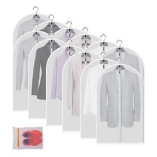 Clear Garment Bags Clothes Covers Protecting Dusts Set of 12 for Storage Plas...