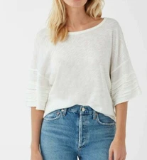NWT SPLENDID SzS EMERSON TIERED SHORT SLEEVE TOP TEE OFF WHITE 